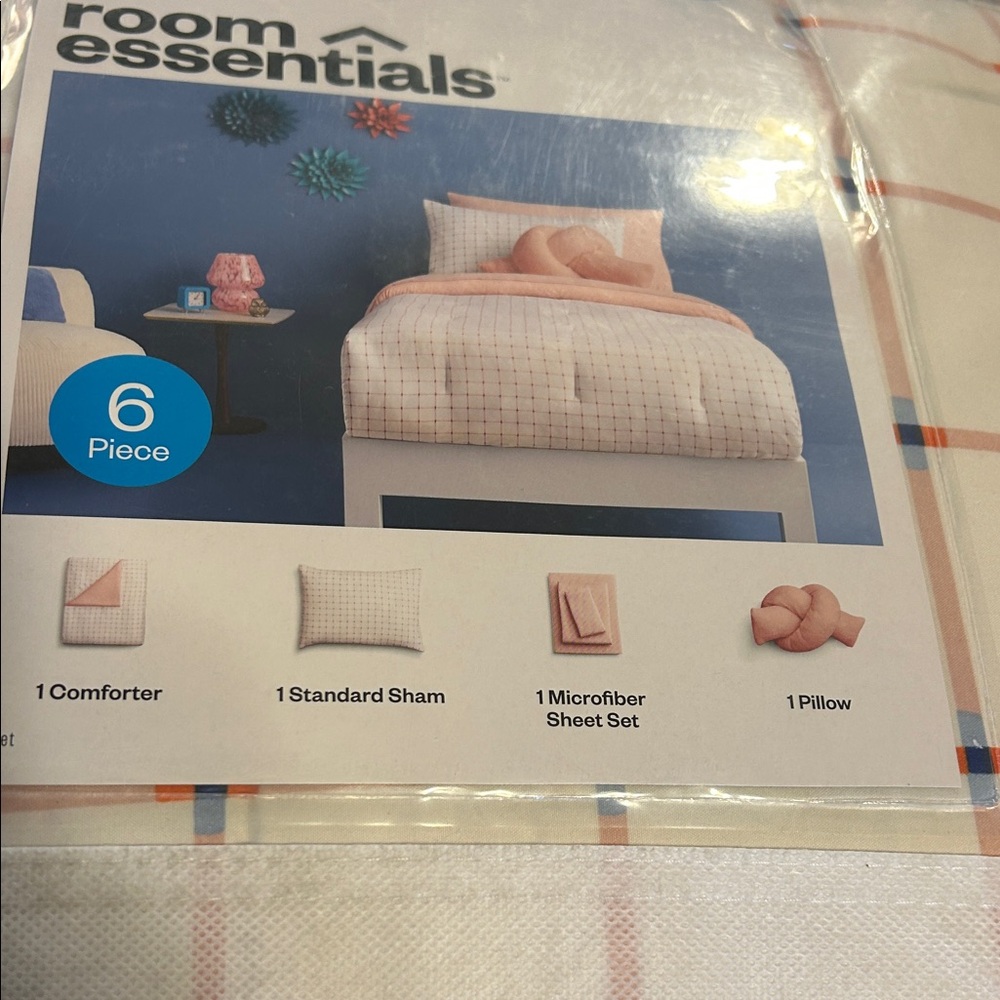 Room Essentials Plaid Microfiber Comforter Set - Cream and Orange - Picture 8 of 11
